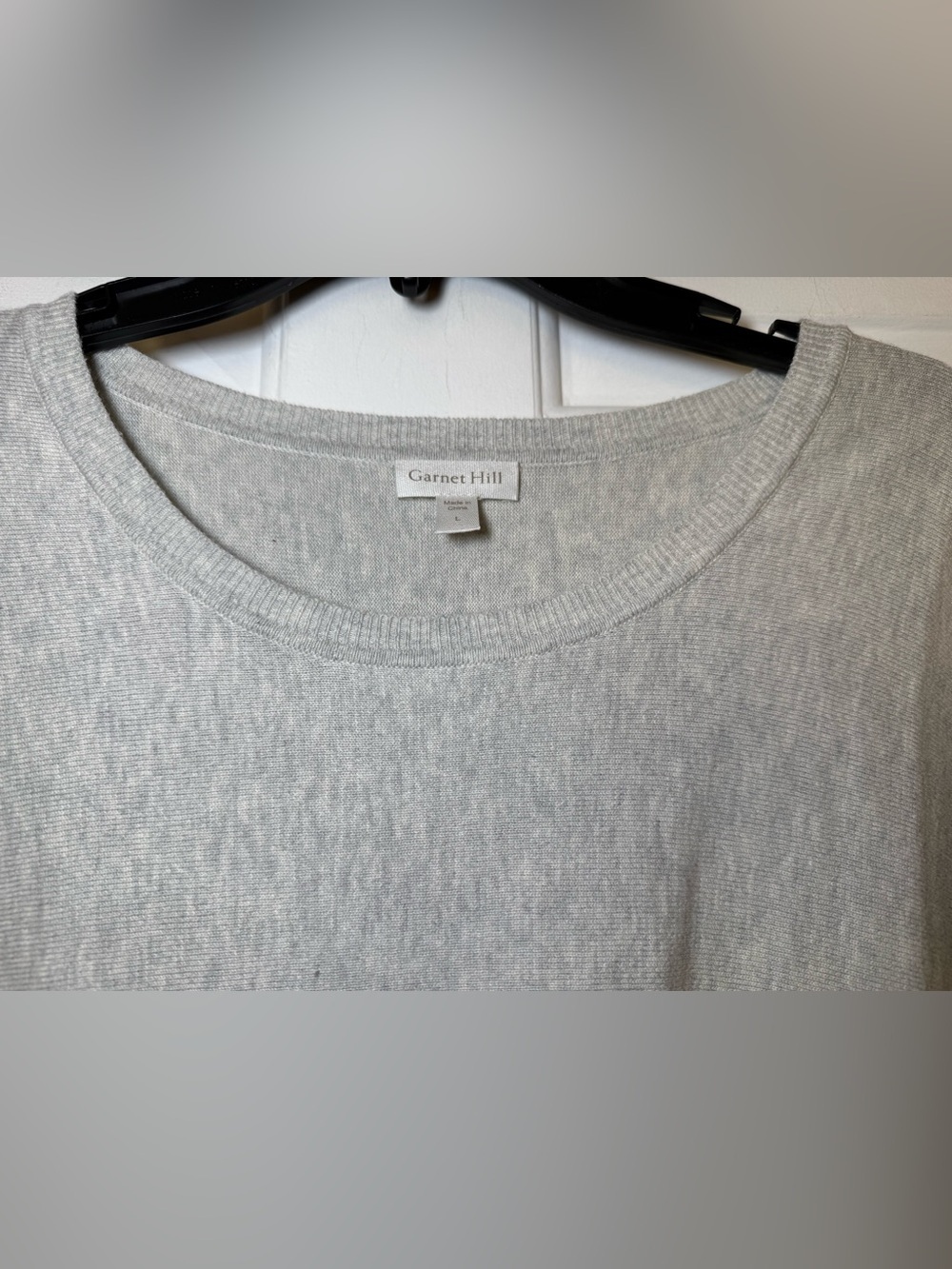 Garnet Hill Gray Heather Kangaroo Pocket Sweater LARGE 100% Organic Cotton - Picture 3 of 11